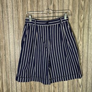 Vintage 90’s Elliott Lauren Denim Blue Jean White Striped Shorts High Waisted